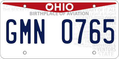 OH license plate GMN0765