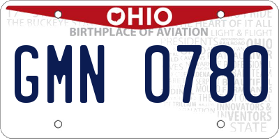 OH license plate GMN0780