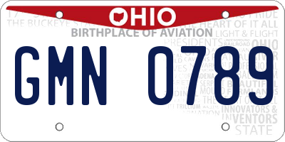 OH license plate GMN0789