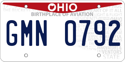 OH license plate GMN0792