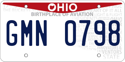 OH license plate GMN0798