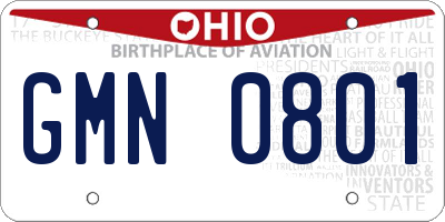 OH license plate GMN0801