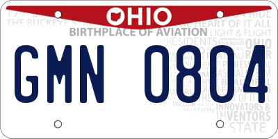 OH license plate GMN0804