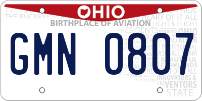 OH license plate GMN0807