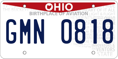 OH license plate GMN0818