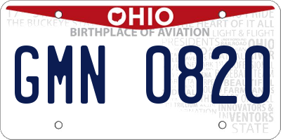OH license plate GMN0820