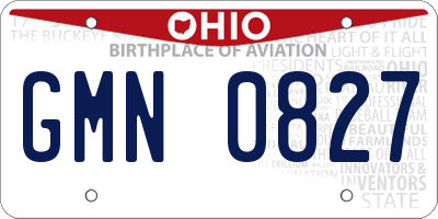 OH license plate GMN0827