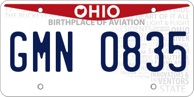 OH license plate GMN0835
