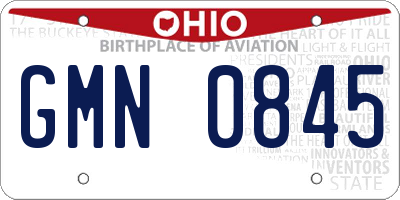 OH license plate GMN0845