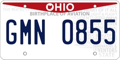 OH license plate GMN0855