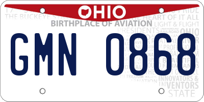 OH license plate GMN0868