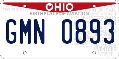 OH license plate GMN0893