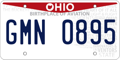 OH license plate GMN0895