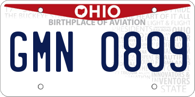 OH license plate GMN0899