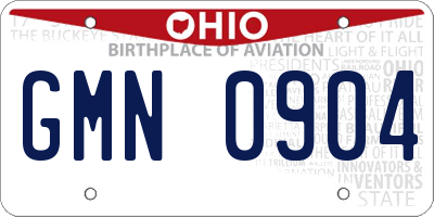 OH license plate GMN0904