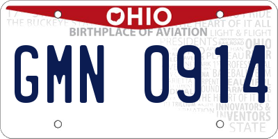 OH license plate GMN0914