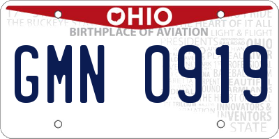 OH license plate GMN0919