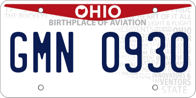 OH license plate GMN0930