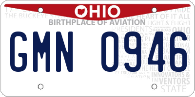 OH license plate GMN0946
