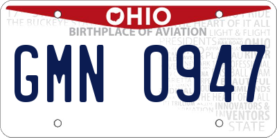 OH license plate GMN0947