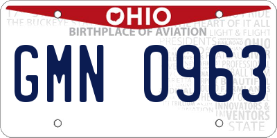 OH license plate GMN0963