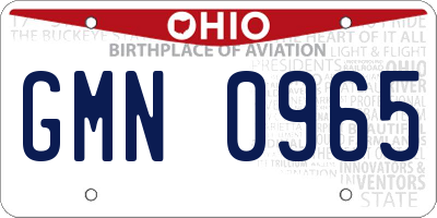 OH license plate GMN0965