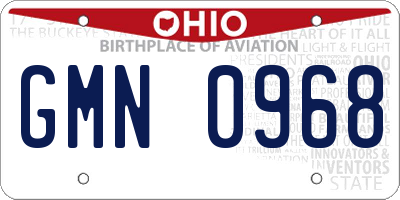 OH license plate GMN0968