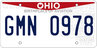 OH license plate GMN0978