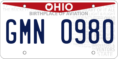 OH license plate GMN0980