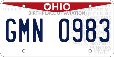 OH license plate GMN0983