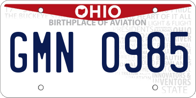 OH license plate GMN0985