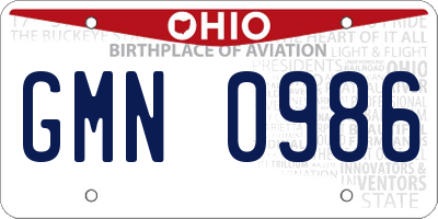 OH license plate GMN0986