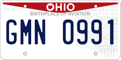 OH license plate GMN0991