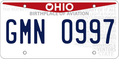 OH license plate GMN0997