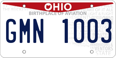 OH license plate GMN1003