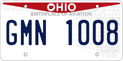 OH license plate GMN1008