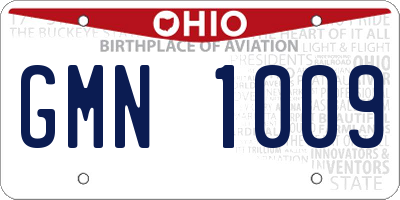 OH license plate GMN1009
