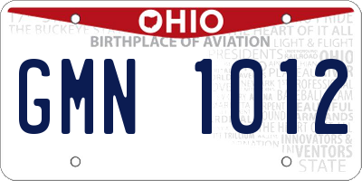 OH license plate GMN1012