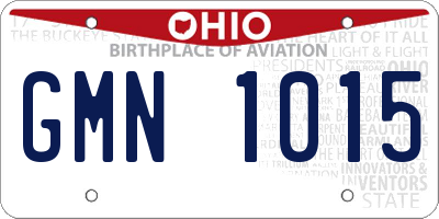 OH license plate GMN1015