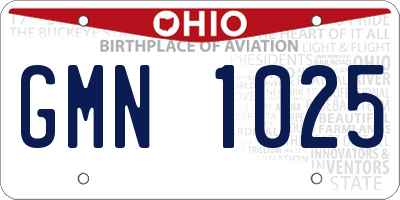 OH license plate GMN1025