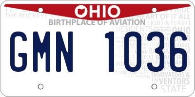 OH license plate GMN1036