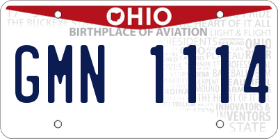 OH license plate GMN1114