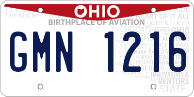 OH license plate GMN1216
