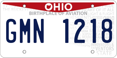 OH license plate GMN1218
