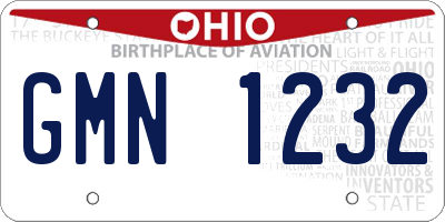 OH license plate GMN1232