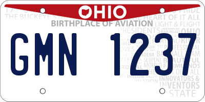 OH license plate GMN1237