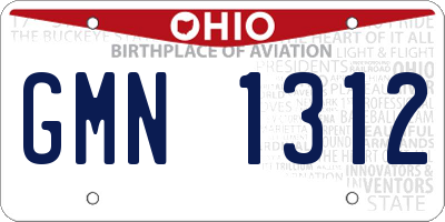 OH license plate GMN1312