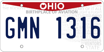 OH license plate GMN1316