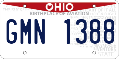 OH license plate GMN1388
