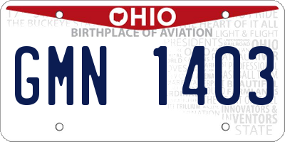 OH license plate GMN1403